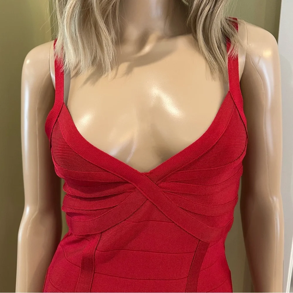 Elegant bebe  Red Bandage Dress Medium - Picture 2 of 5